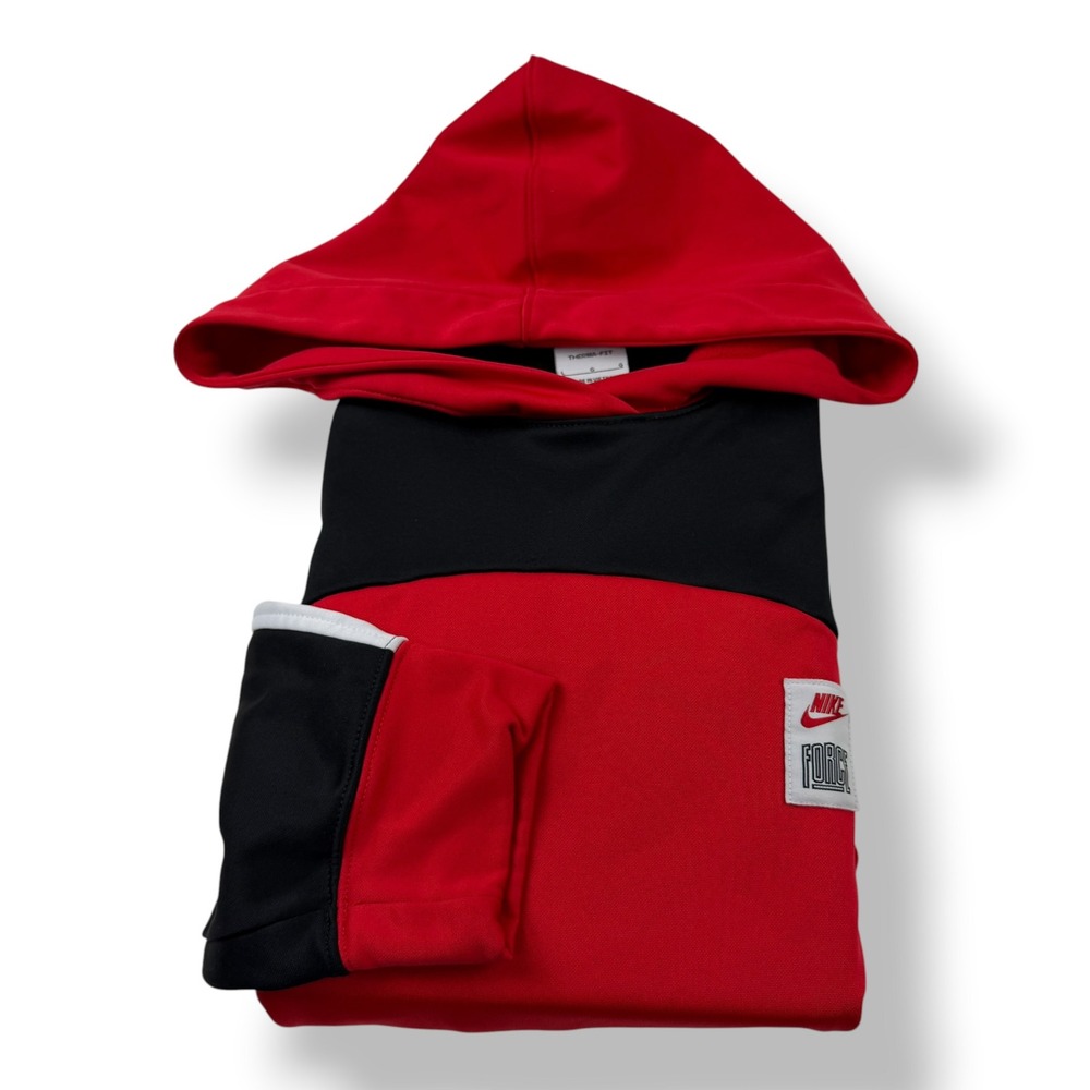 Nike Force Therma-FIT Mens Hoodie‎ Red Black White DQ5836-657 Large
